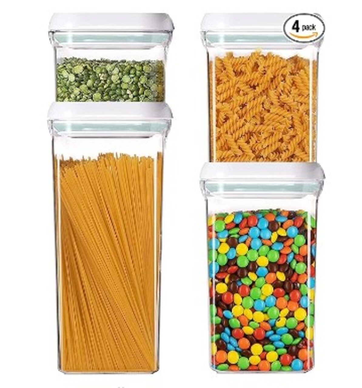 4 sets of food storage containers Clear plastic airtight kitchen canisters with one-button pop-up lids for food storage